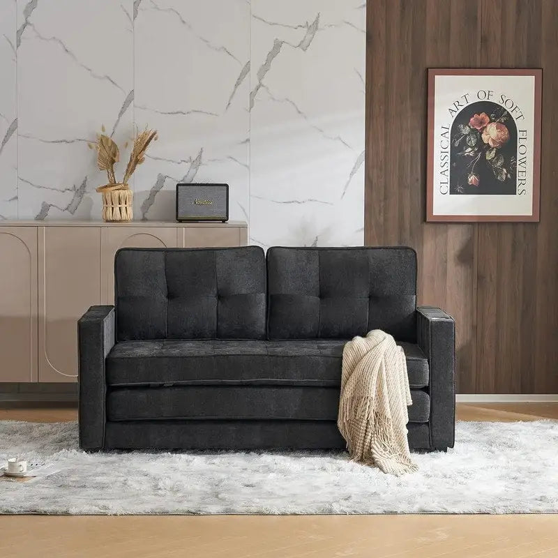 Canapé-lit pliable pour deux personnes – Noir / Beige / Rustique / Gris / Vert / Bleu marine, 2 tailles, 2 places