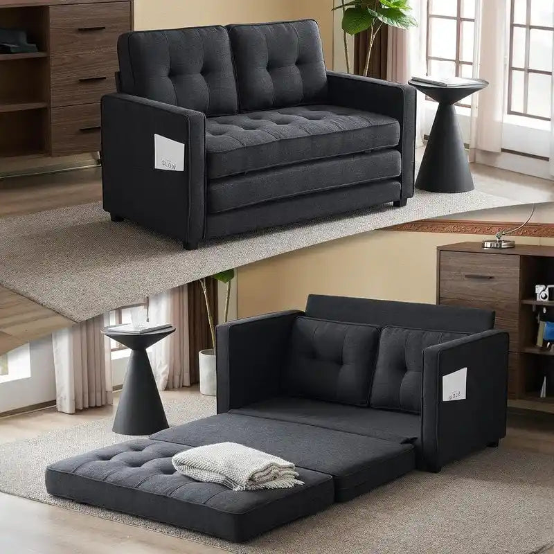 Canapé-lit pliable pour deux personnes – Noir / Beige / Rustique / Gris / Vert / Bleu marine, 2 tailles, 2 places