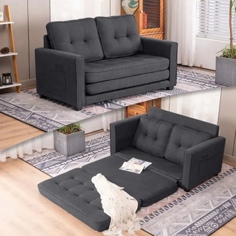 Canapé-lit pliable pour deux personnes – Noir / Beige / Rustique / Gris / Vert / Bleu marine, 2 tailles, 2 places