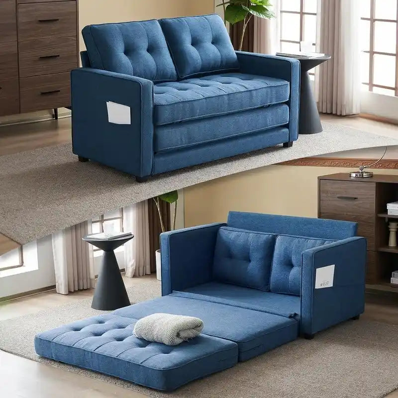 Canapé-lit pliable pour deux personnes – Noir / Beige / Rustique / Gris / Vert / Bleu marine, 2 tailles, 2 places