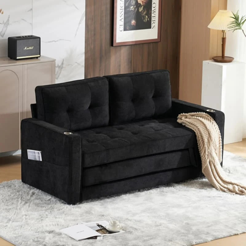 Canapé-lit pliable pour deux personnes – Noir / Beige / Rustique / Gris / Vert / Bleu marine, 2 tailles, 2 places