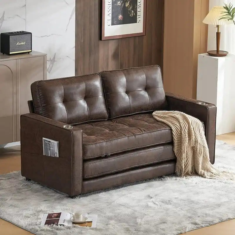 Canapé-lit pliable pour deux personnes – Noir / Beige / Rustique / Gris / Vert / Bleu marine, 2 tailles, 2 places