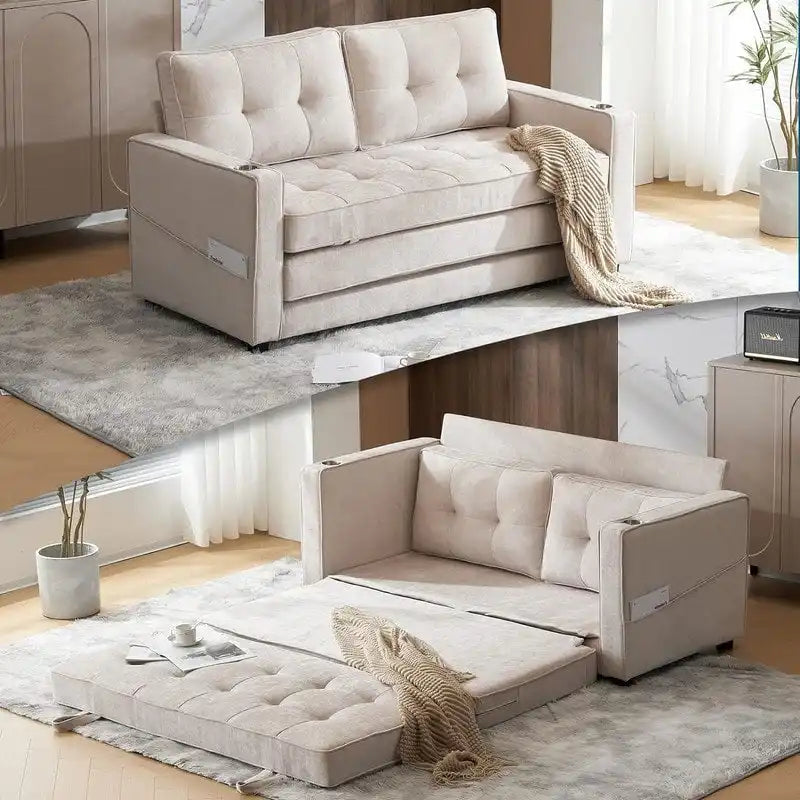 Canapé-lit pliable pour deux personnes – Noir / Beige / Rustique / Gris / Vert / Bleu marine, 2 tailles, 2 places