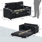 Canapé-lit pliable pour deux personnes – Noir / Beige / Rustique / Gris / Vert / Bleu marine, 2 tailles, 2 places