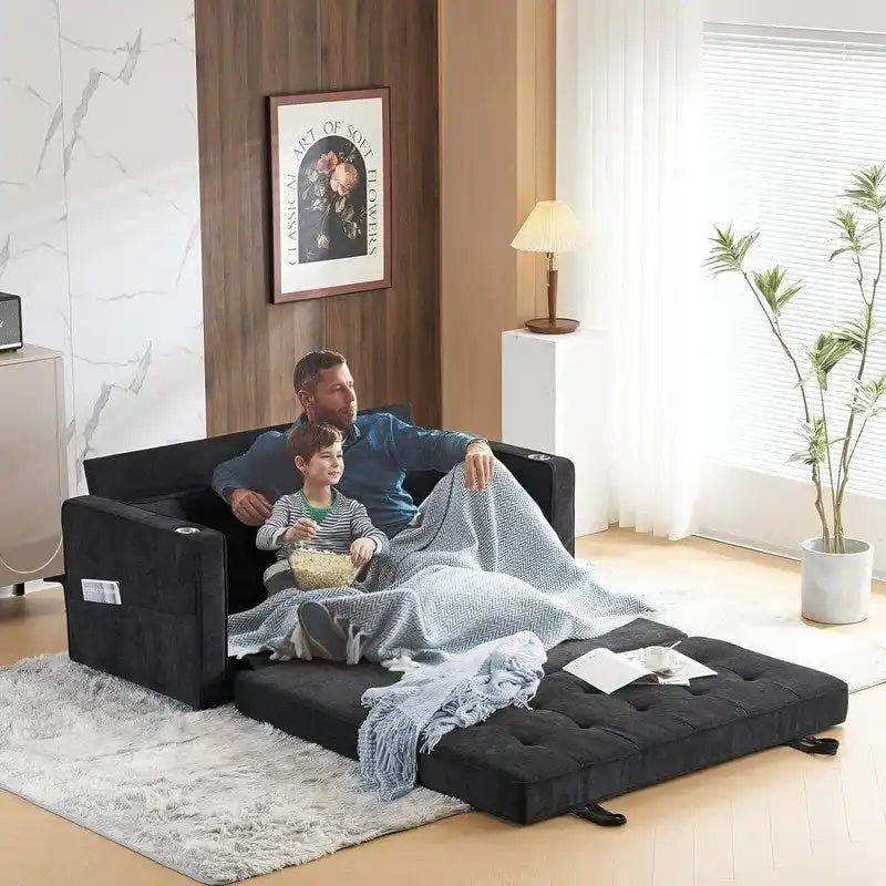 Canapé-lit pliable pour deux personnes – Noir / Beige / Rustique / Gris / Vert / Bleu marine, 2 tailles, 2 places