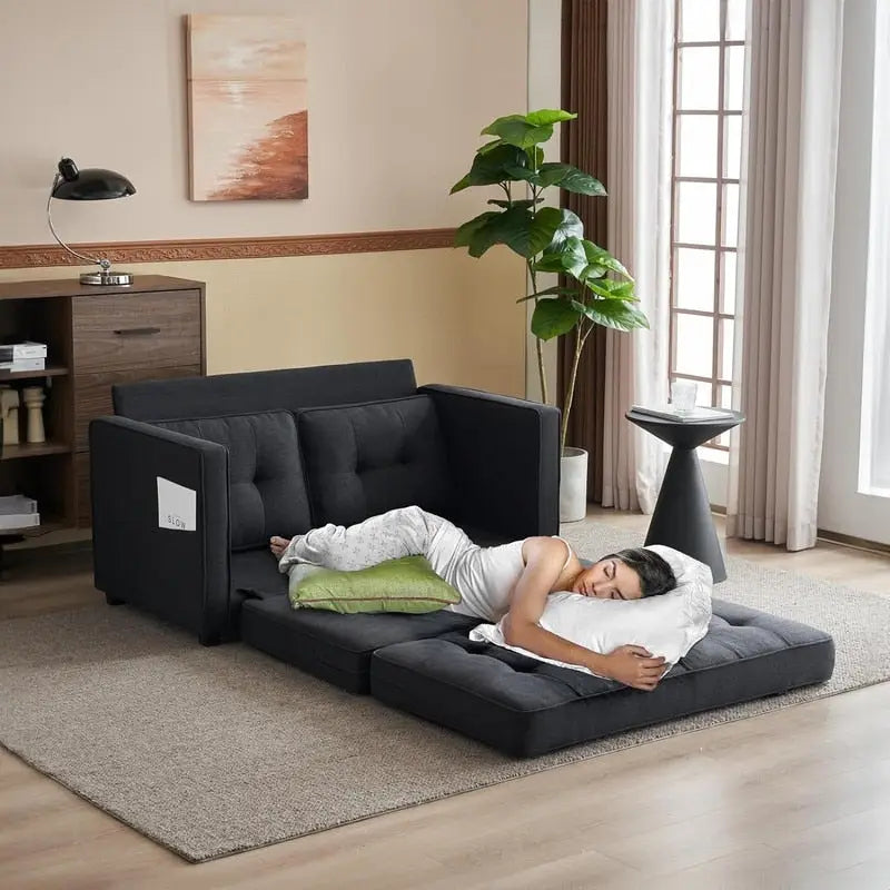 Canapé-lit pliable pour deux personnes – Noir / Beige / Rustique / Gris / Vert / Bleu marine, 2 tailles, 2 places