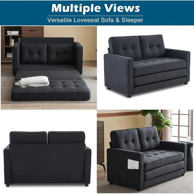 Canapé-lit pliable pour deux personnes – Noir / Beige / Rustique / Gris / Vert / Bleu marine, 2 tailles, 2 places