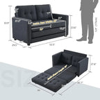 Canapé-lit pliable pour deux personnes – Noir / Beige / Rustique / Gris / Vert / Bleu marine, 2 tailles, 2 places