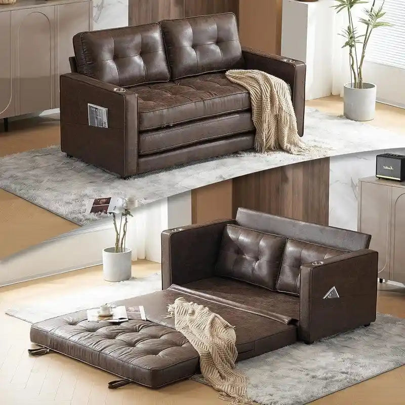 Canapé-lit pliable pour deux personnes – Noir / Beige / Rustique / Gris / Vert / Bleu marine, 2 tailles, 2 places