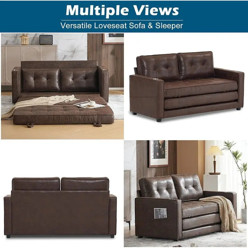 Canapé-lit pliable pour deux personnes – Noir / Beige / Rustique / Gris / Vert / Bleu marine, 2 tailles, 2 places