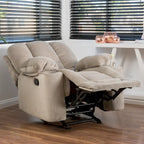 Fauteuil club inclinable en tissu – Latte / Gris acier / Chocolat, porte-gobelets, 1 place