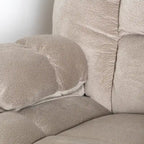 Fauteuil club inclinable en tissu – Latte / Gris acier / Chocolat, porte-gobelets, 1 place