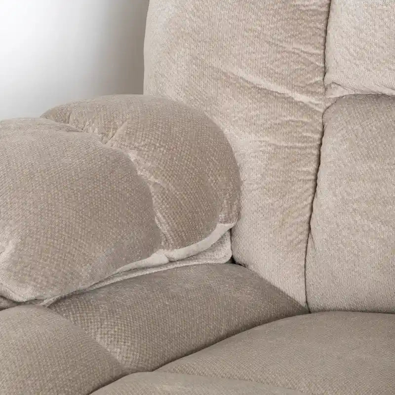 Fauteuil club inclinable en tissu – Latte / Gris acier / Chocolat, porte-gobelets, 1 place