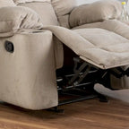 Fauteuil club inclinable en tissu – Latte / Gris acier / Chocolat, porte-gobelets, 1 place