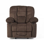 Fauteuil club inclinable en tissu – Latte / Gris acier / Chocolat, porte-gobelets, 1 place