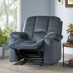 Fauteuil club inclinable en tissu – Latte / Gris acier / Chocolat, porte-gobelets, 1 place