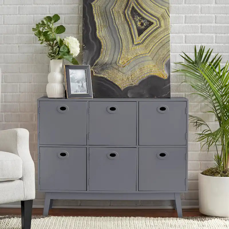Meuble de rangement Mid-Century Modern à 6 portes – Vert Menthe / Blanc / Rose / Gris / Bleu, pieds fuselés, places assises S/O