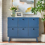 Meuble de rangement Mid-Century Modern à 6 portes – Vert Menthe / Blanc / Rose / Gris / Bleu, pieds fuselés, places assises S/O