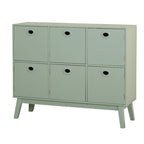 Meuble de rangement Mid-Century Modern à 6 portes – Vert Menthe / Blanc / Rose / Gris / Bleu, pieds fuselés, places assises S/O