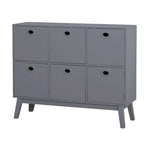 Meuble de rangement Mid-Century Modern à 6 portes – Vert Menthe / Blanc / Rose / Gris / Bleu, pieds fuselés, places assises S/O