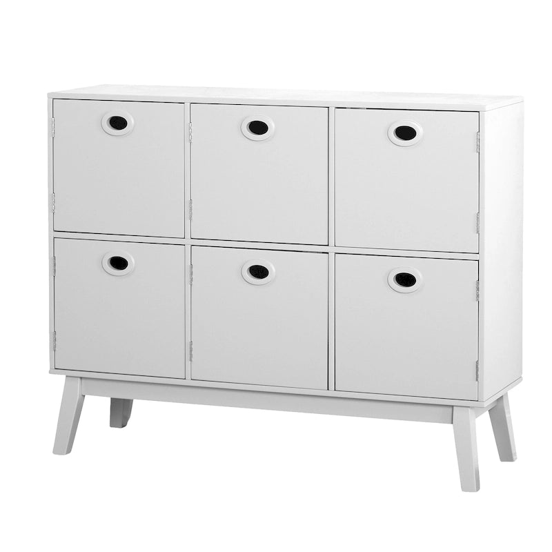 Meuble de rangement Mid-Century Modern à 6 portes – Vert Menthe / Blanc / Rose / Gris / Bleu, pieds fuselés, places assises S/O