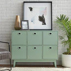 Meuble de rangement Mid-Century Modern à 6 portes – Vert Menthe / Blanc / Rose / Gris / Bleu, pieds fuselés, places assises S/O