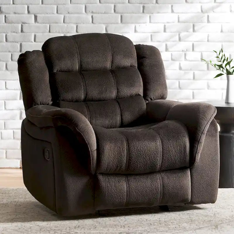 Fauteuil inclinable planeur en polyester – Marron / Bleu fumée, dossier en cascade, 1 place