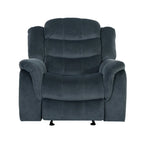 Fauteuil inclinable planeur en polyester – Marron / Bleu fumée, dossier en cascade, 1 place