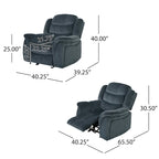 Fauteuil inclinable planeur en polyester – Marron / Bleu fumée, dossier en cascade, 1 place