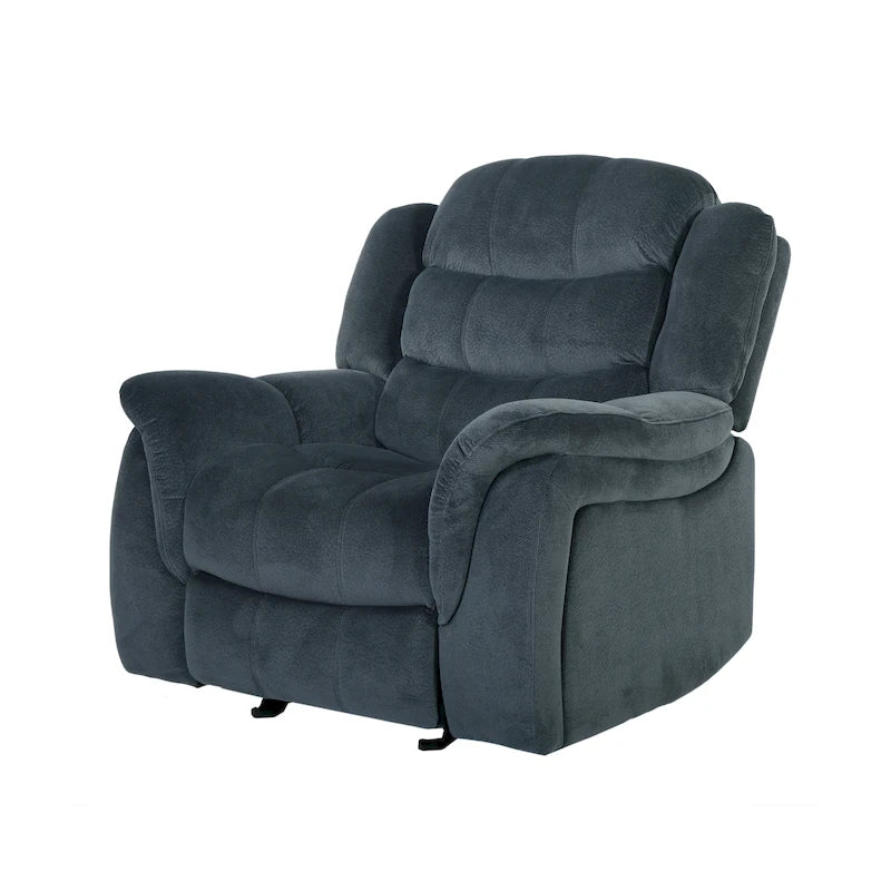 Fauteuil inclinable planeur en polyester – Marron / Bleu fumée, dossier en cascade, 1 place