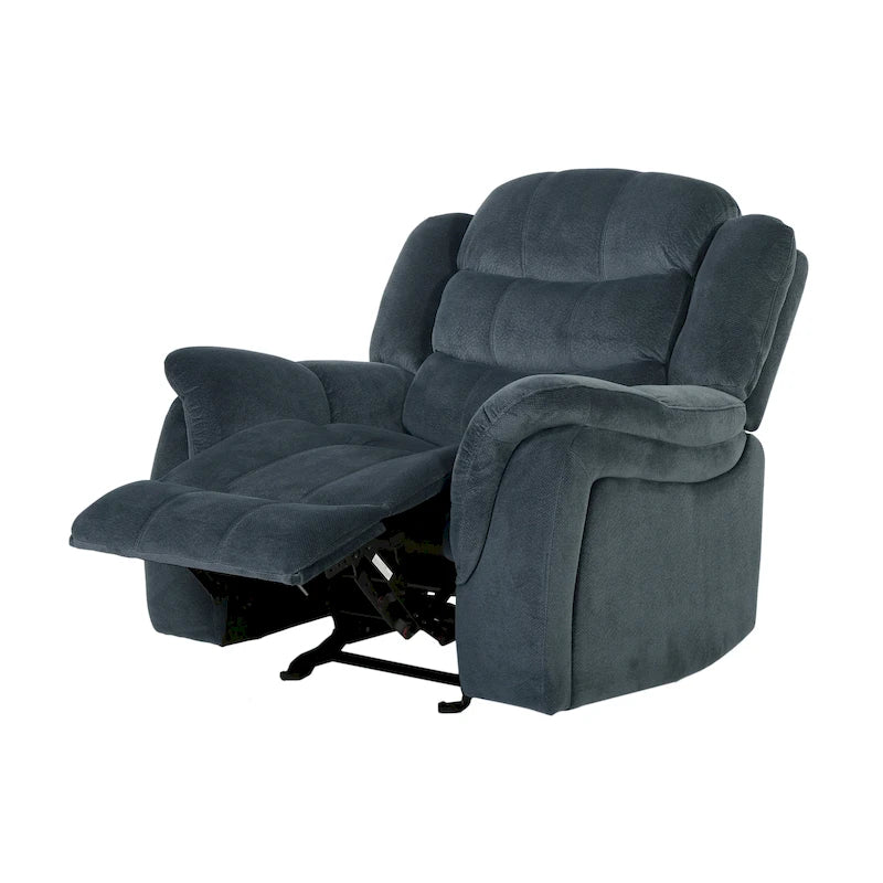 Fauteuil inclinable planeur en polyester – Marron / Bleu fumée, dossier en cascade, 1 place