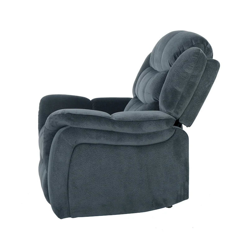 Fauteuil inclinable planeur en polyester – Marron / Bleu fumée, dossier en cascade, 1 place