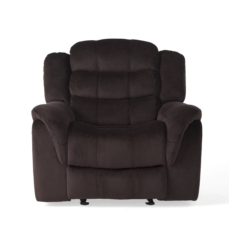 Fauteuil inclinable planeur en polyester – Marron / Bleu fumée, dossier en cascade, 1 place
