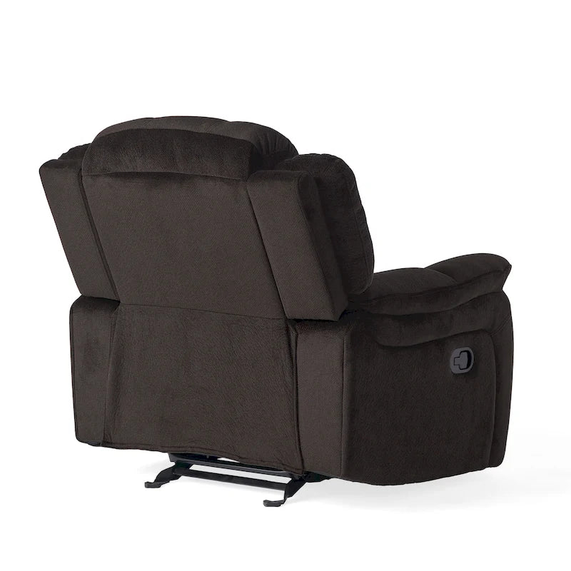 Fauteuil inclinable planeur en polyester – Marron / Bleu fumée, dossier en cascade, 1 place