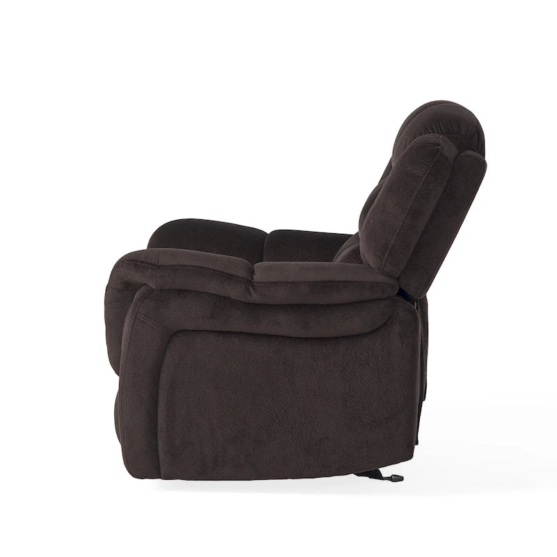 Fauteuil inclinable planeur en polyester – Marron / Bleu fumée, dossier en cascade, 1 place
