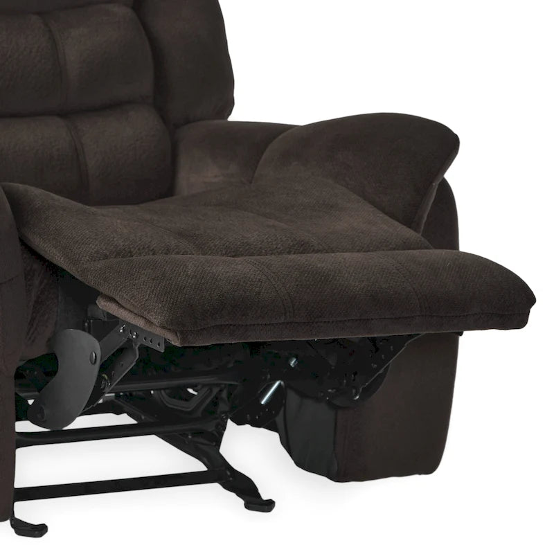 Fauteuil inclinable planeur en polyester – Marron / Bleu fumée, dossier en cascade, 1 place