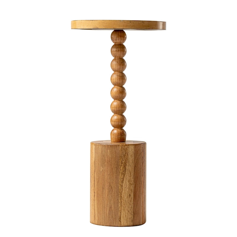 Table d'appoint ronde sur pied – Naturel / Noir, base tambour, 1 place