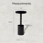 Table d'appoint ronde sur pied – Naturel / Noir, base tambour, 1 place