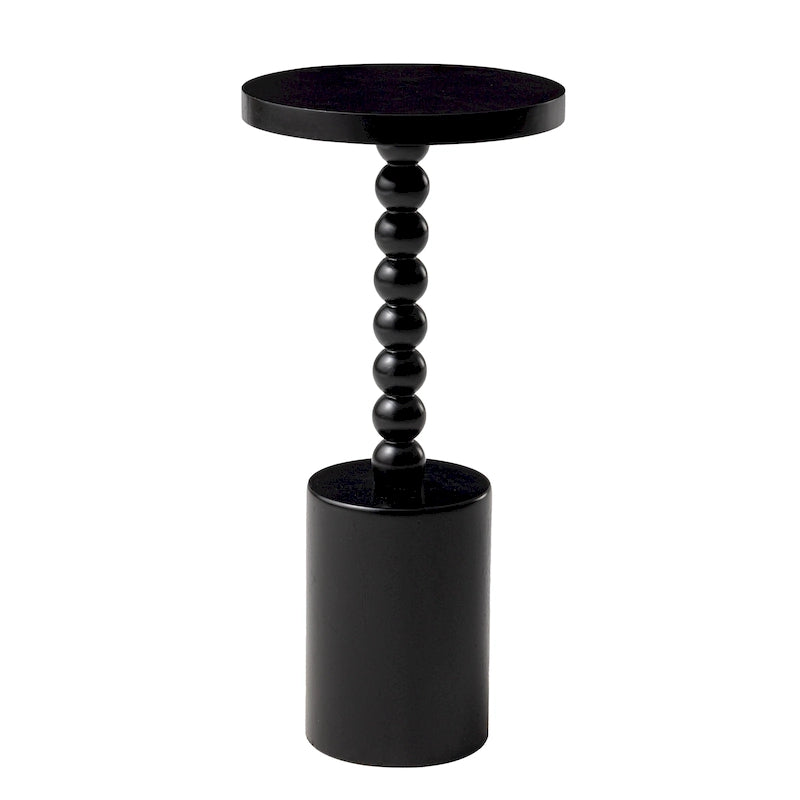 Table d'appoint ronde sur pied – Naturel / Noir, base tambour, 1 place