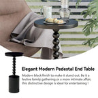 Table d'appoint ronde sur pied – Naturel / Noir, base tambour, 1 place