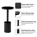 Table d'appoint ronde sur pied – Naturel / Noir, base tambour, 1 place