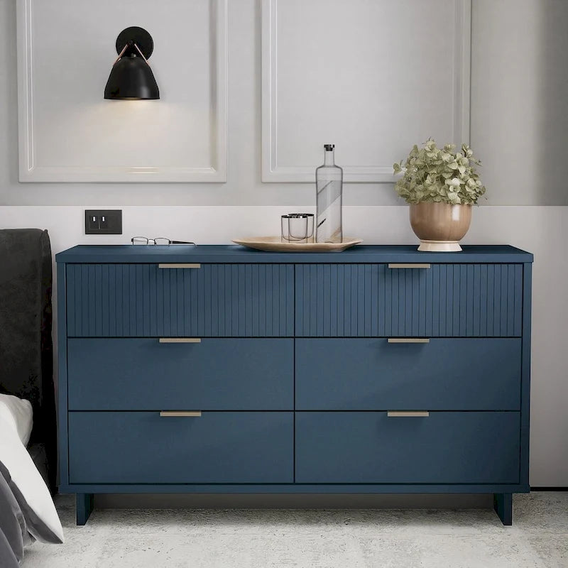 Manhattan Comfort Granville 55.07  Modern Double Wide 6 Drawer Dresser