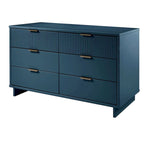 Commode double moderne à 6 tiroirs – Vert Sauge / Gris Foncé / Gris Clair / Noir / Blanc / Bleu Nuit, Façade nervurée