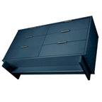 Commode double moderne à 6 tiroirs – Vert Sauge / Gris Foncé / Gris Clair / Noir / Blanc / Bleu Nuit, Façade nervurée