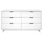 Commode double moderne à 6 tiroirs – Vert Sauge / Gris Foncé / Gris Clair / Noir / Blanc / Bleu Nuit, Façade nervurée