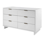 Commode double moderne à 6 tiroirs – Vert Sauge / Gris Foncé / Gris Clair / Noir / Blanc / Bleu Nuit, Façade nervurée