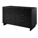 Commode double moderne à 6 tiroirs – Vert Sauge / Gris Foncé / Gris Clair / Noir / Blanc / Bleu Nuit, Façade nervurée