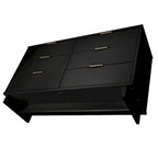 Commode double moderne à 6 tiroirs – Vert Sauge / Gris Foncé / Gris Clair / Noir / Blanc / Bleu Nuit, Façade nervurée