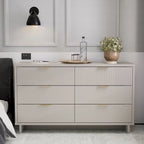 Commode double moderne à 6 tiroirs – Vert Sauge / Gris Foncé / Gris Clair / Noir / Blanc / Bleu Nuit, Façade nervurée