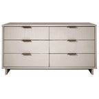 Commode double moderne à 6 tiroirs – Vert Sauge / Gris Foncé / Gris Clair / Noir / Blanc / Bleu Nuit, Façade nervurée